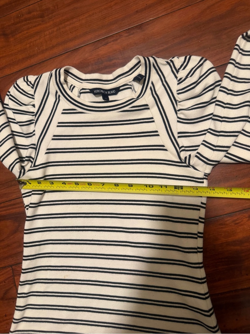 Veronica Beard Striped Puff-Sleeve Crewneck - Picture 5 of 6